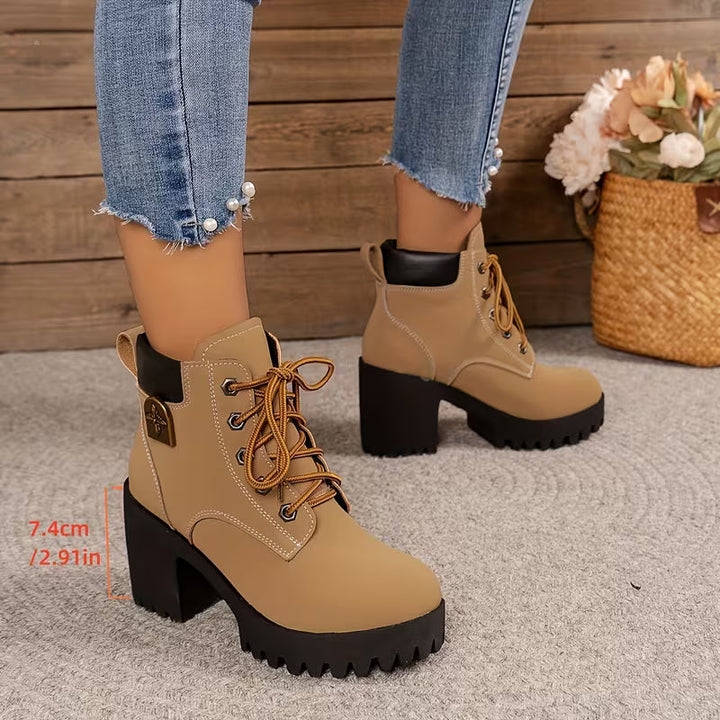 Donjeta - Botas de Cano Curto Com Salto Grosso e Atacadores
