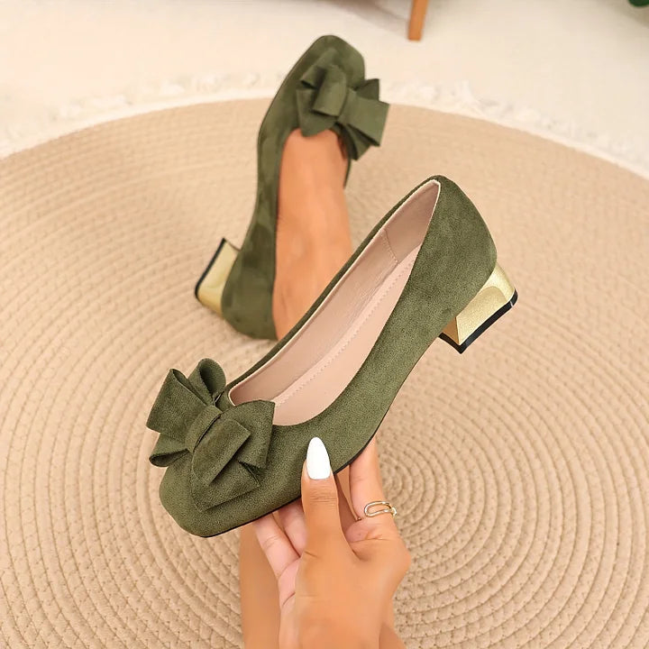 Silvie - Sapatos Elegantes Com Salto Baixo e Laço