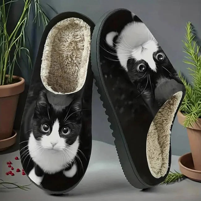 Miane - Chinelos Elegantes Com Padrão De Gato