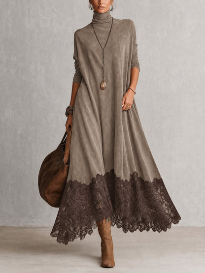 Albria - Vestido Maxi de Manga Comprida com Estilo Vintage