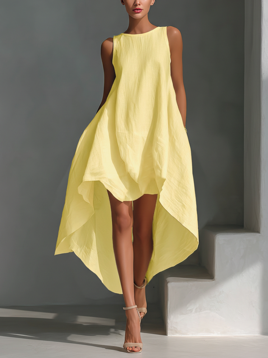 Alyna - Vestido Midi Sem Mangas Com Bainha Assimétrica
