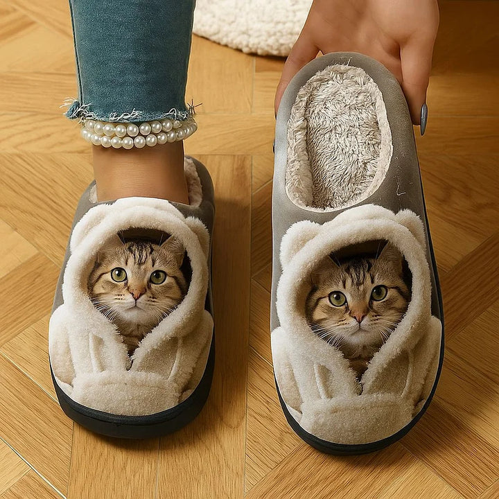 Marren - Chinelos Confortáveis Em 3d Com Rosto De Gato