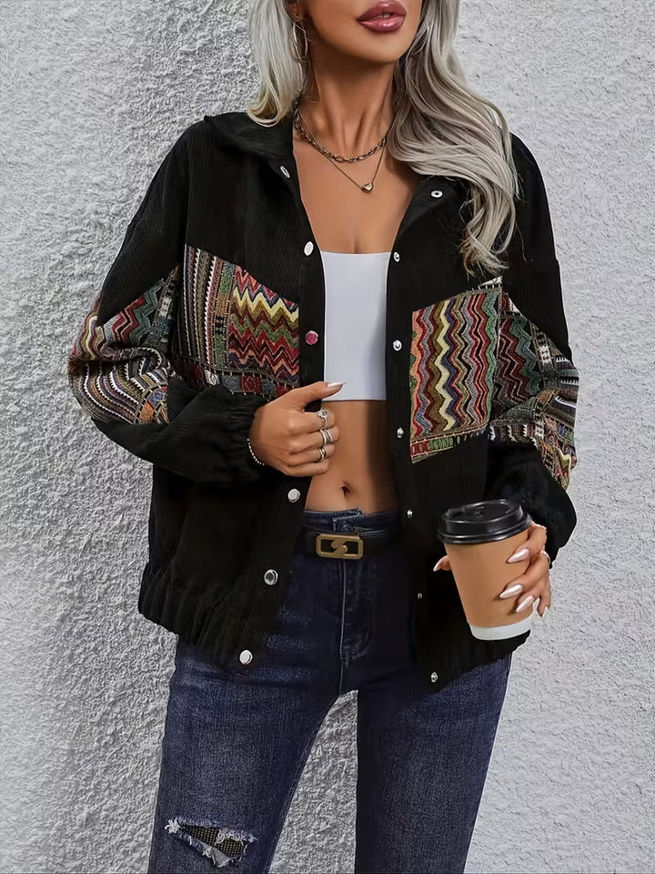 Denyque - Casaco Com Patchwork Geométrico Multicolorido e Lapelas