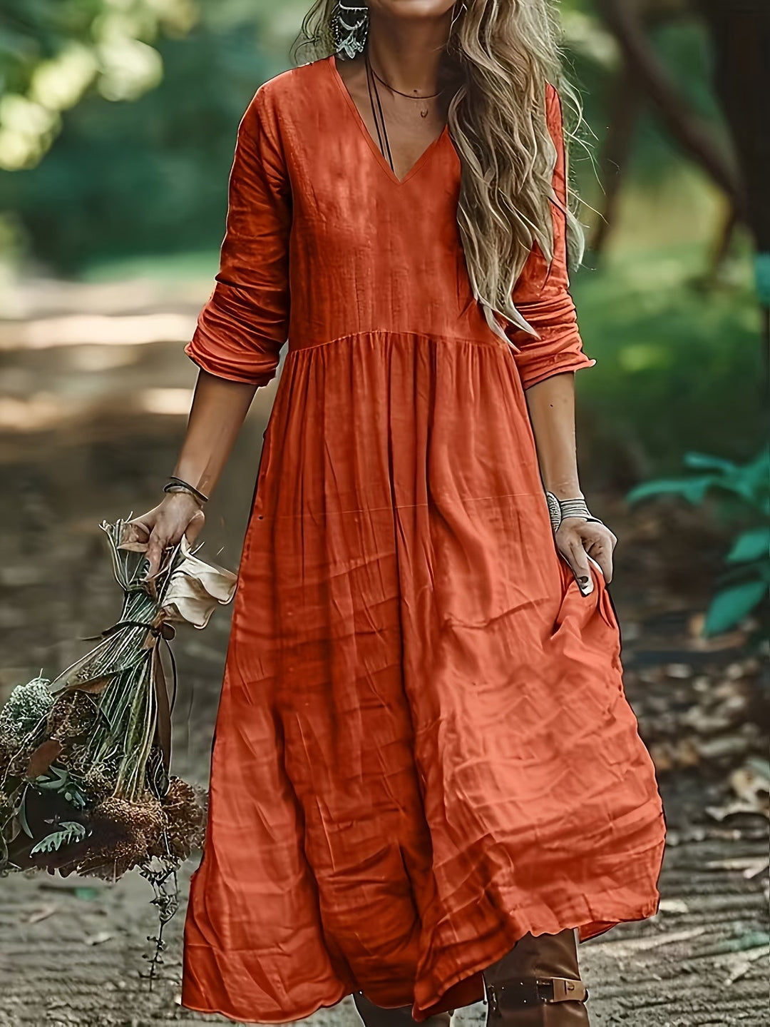Shirron - Vestido Comprido Elegante Com Decote em V