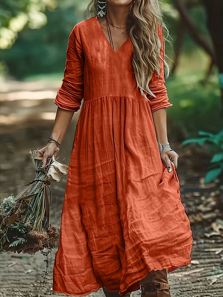 Shirron - Vestido Comprido Elegante Com Decote em V