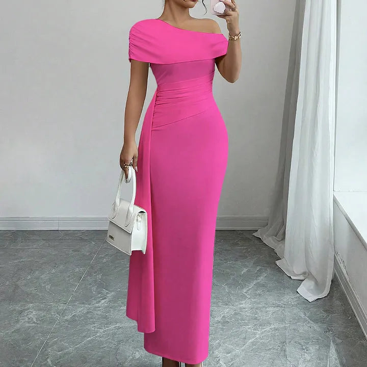 Lisete - Vestido Maxi Elegante Com Um Ombro À Mostra