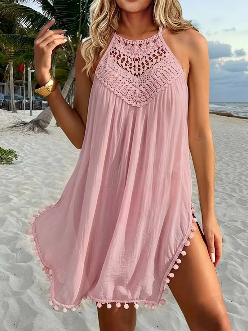 Shiena - Vestido Elegante De Croché Com Renda E Decote Suporte