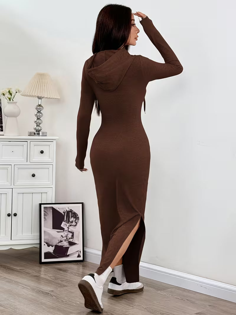 Dahye - Vestido Maxi De Manga Comprida Com Capuz