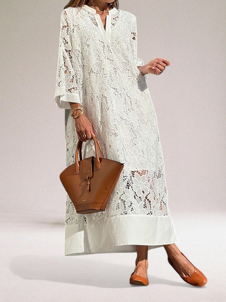 Hafenaa - Vestido Maxi De Renda Luxuoso