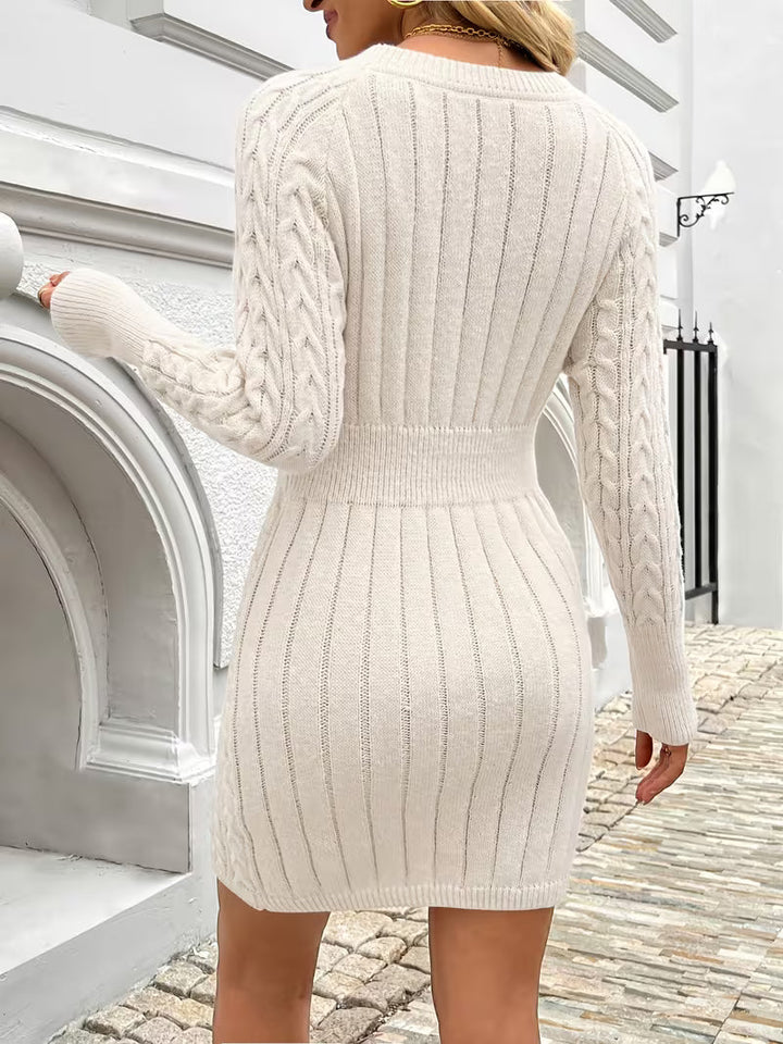 Lilona - Vestido-Camisola Justo Com Padrão De Malha Trançada