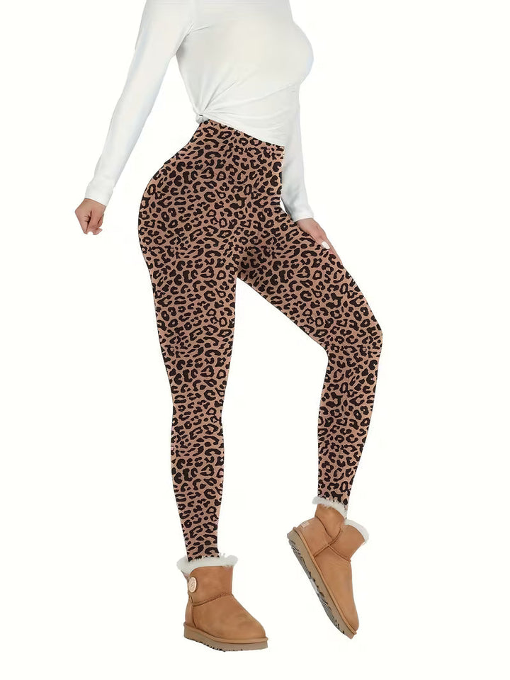 Linzay - Leggings De Cintura Alta Com Forro Térmico Em Velo