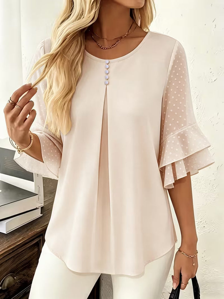 Hurley - Blusa de Gola Redonda Com Mangas Transparentes Com Folhos