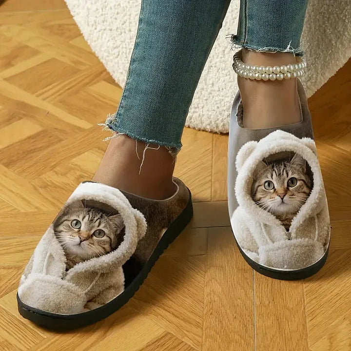Marren - Chinelos Confortáveis Em 3d Com Rosto De Gato