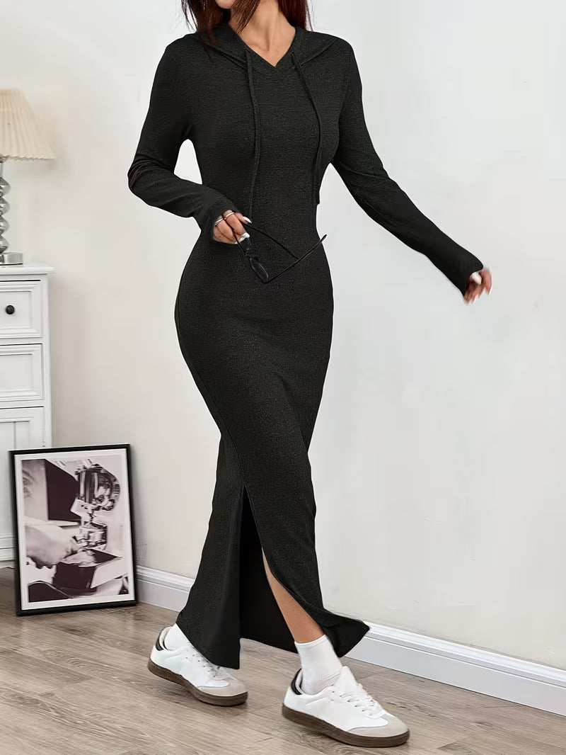 Dahye - Vestido Maxi De Manga Comprida Com Capuz