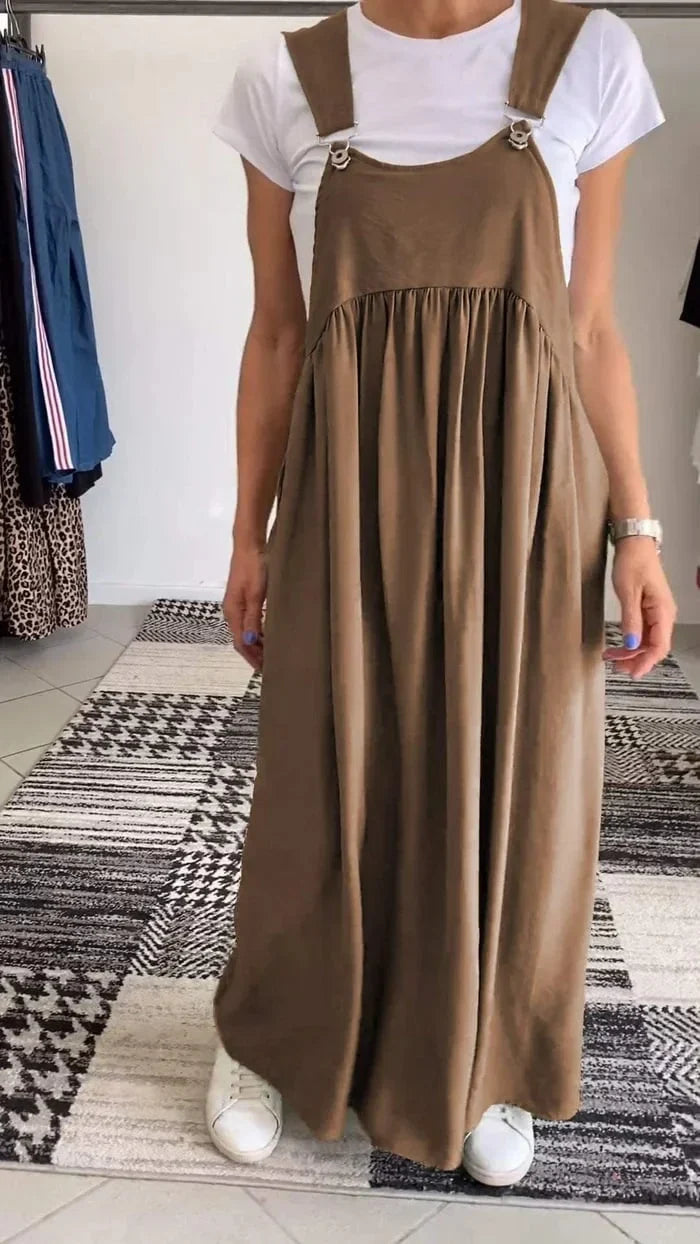 Regla - Vestido Solto De Algodão E Linho Com Alças