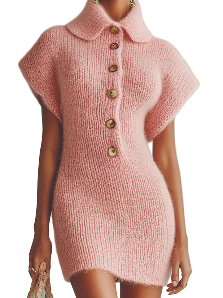 Ceyda - Mini Vestido De Malha Com Botões Na Frente