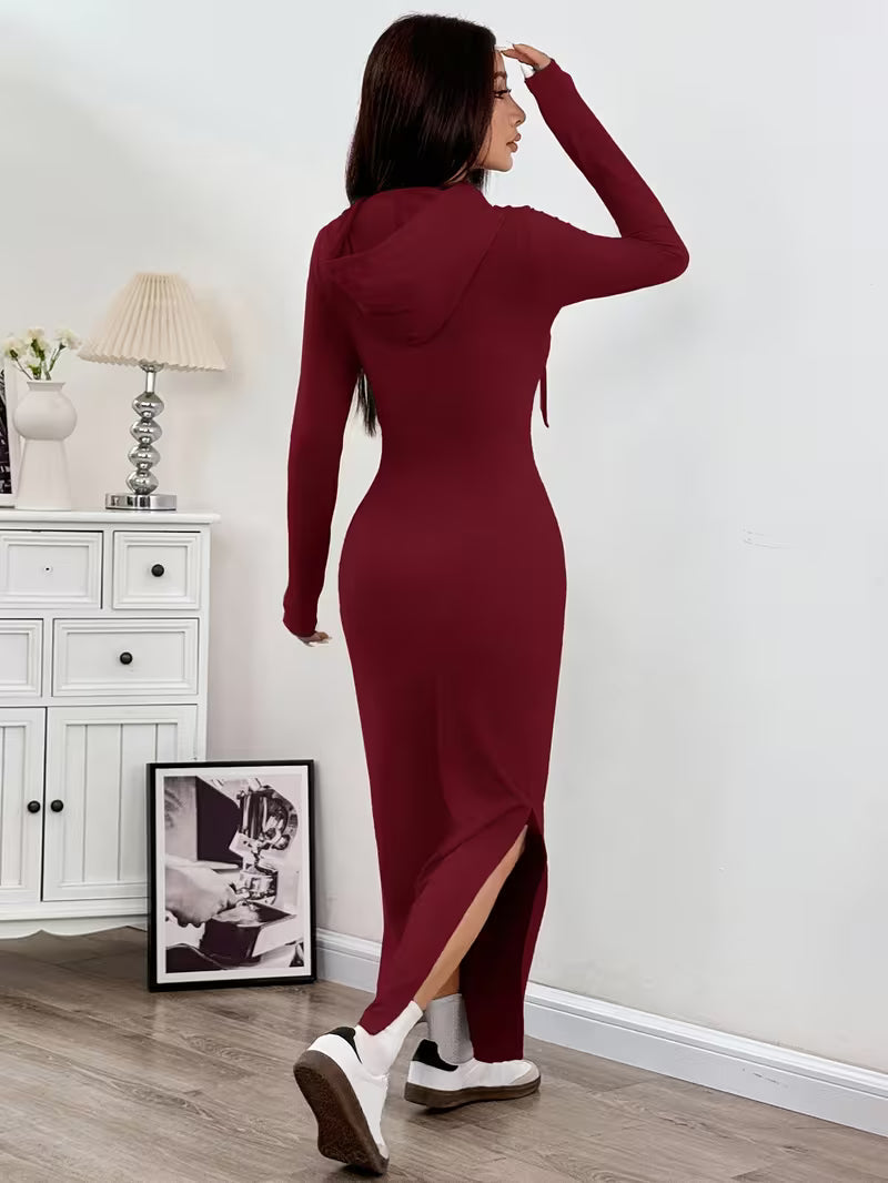 Dahye - Vestido Maxi De Manga Comprida Com Capuz