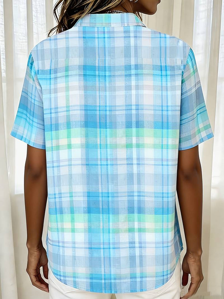 Endrita - Camisa Casual De Manga Curta Com Botões