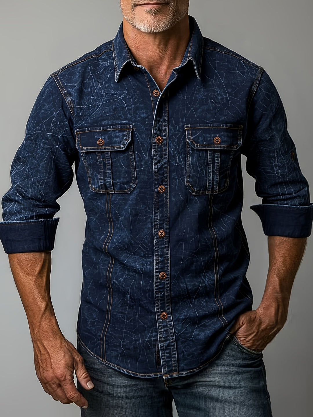 Dolvin - Camisa Casual De Manga Comprida Com Dois Bolsos