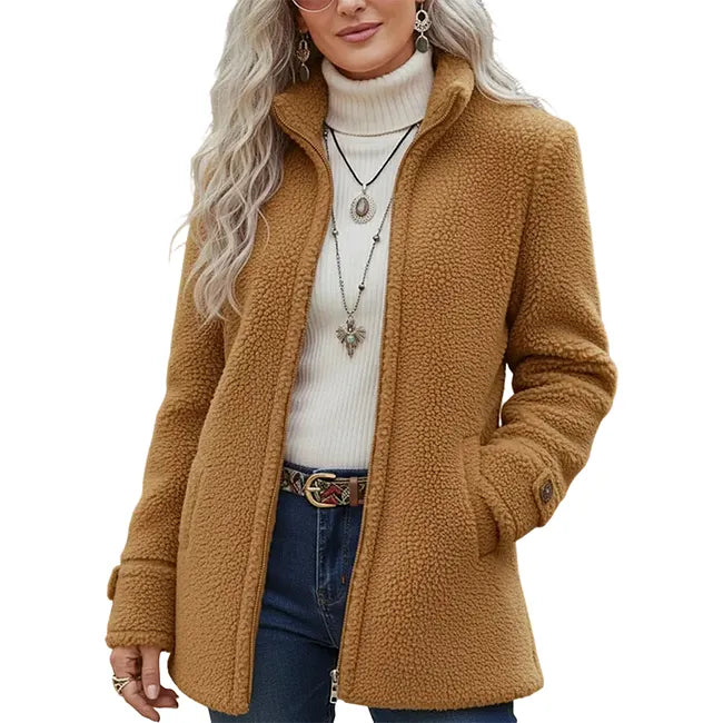 Elanne - Casaco Casual Com Gola Alta