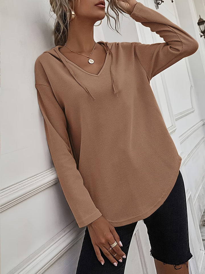 Seonie - Camisola Com Capuz, Manga Comprida E Decote Em V