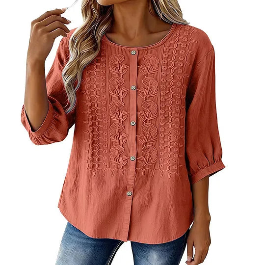 Andreza - Blusa De Algodão Com Botões