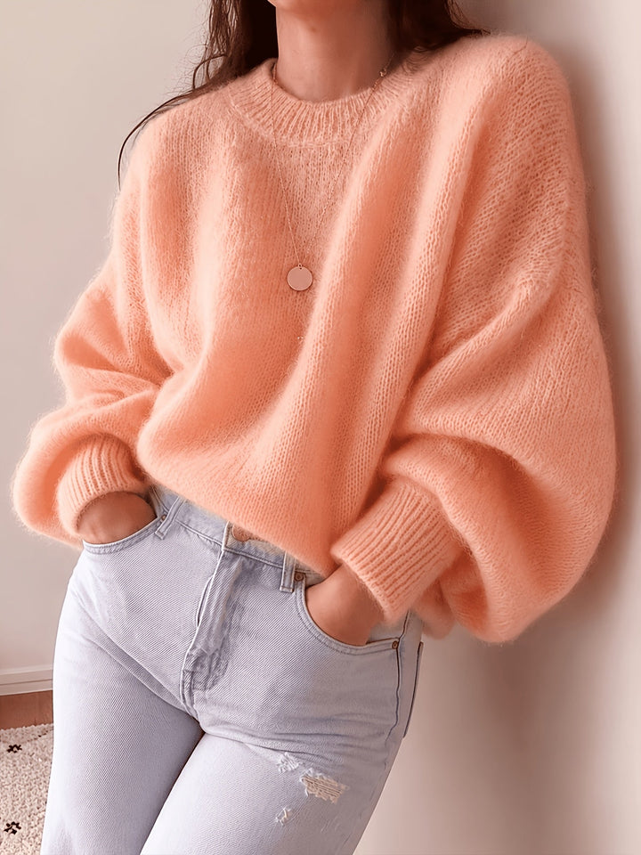 Margaretha - Camisola de Malha Com Gola Redonda e Mangas Balão