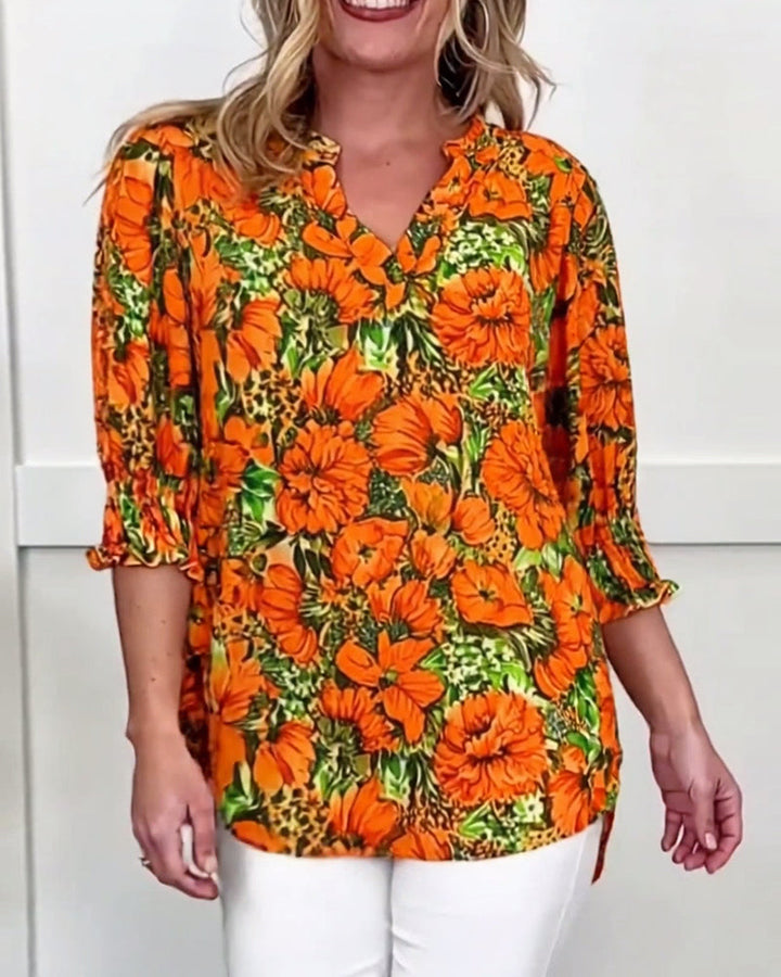 Niliza - Blusa Floral De Manga Curta