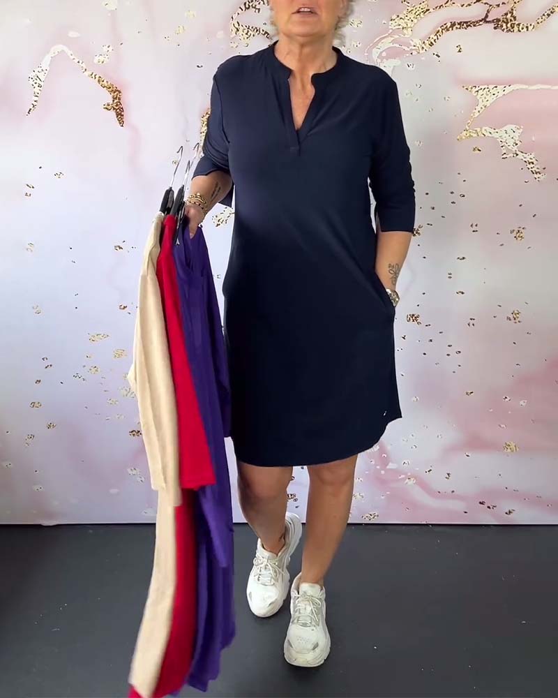 Sabela - Vestido Simples e Elegante Com Decote Em V