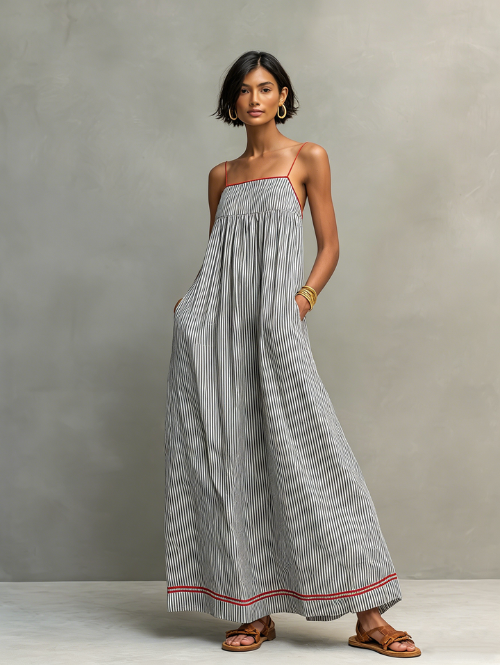Aliyeva - Vestido Maxi às Riscas