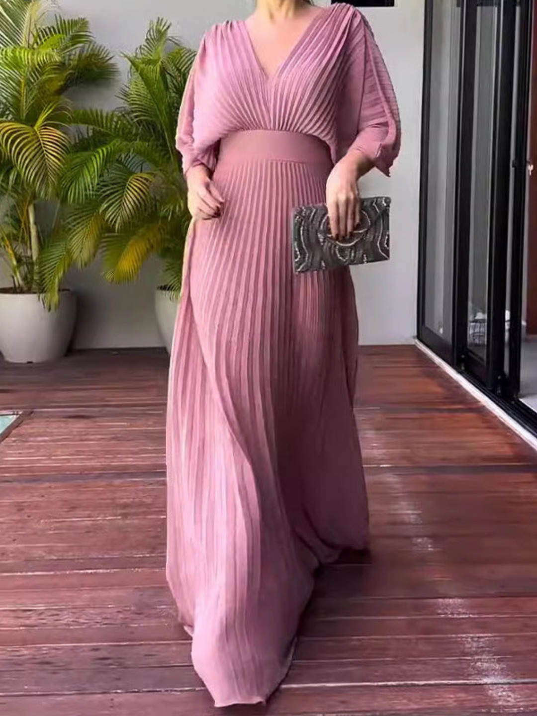 Valerija - Vestido Maxi Plissado Vibrante