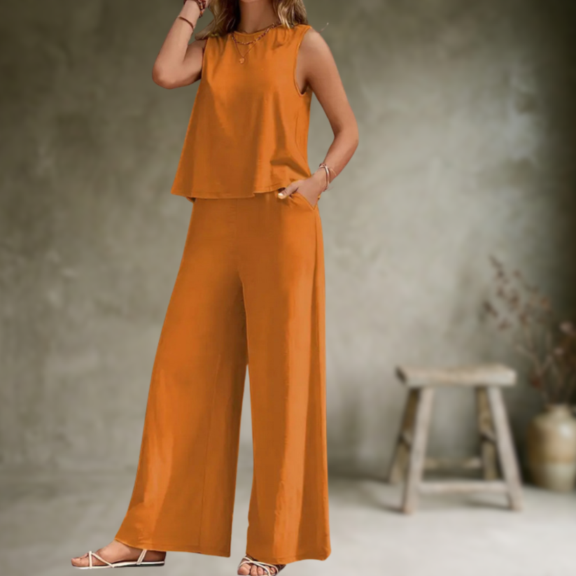 Alizeh - Conjunto Elegante De Duas Peças Sem Mangas