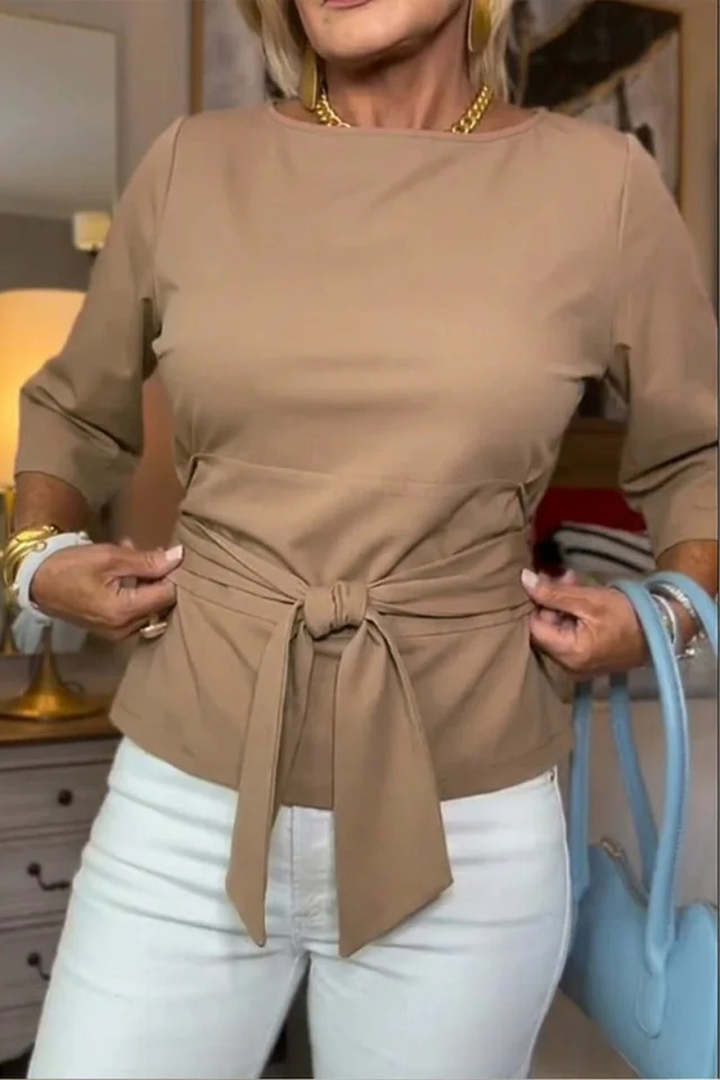 Shaniera - Top Elegante Com Laço Na Cintura