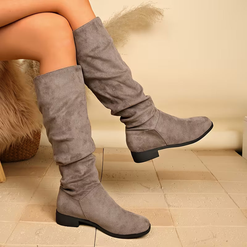 Joliza - Botas Largas até Meio Da Barriga Da Perna Com Salto Baixo