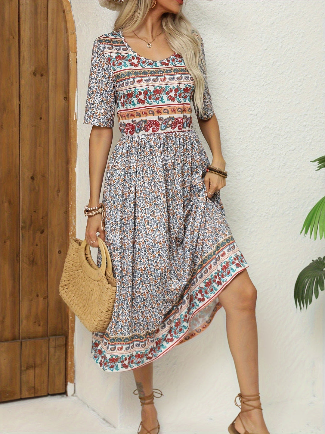 Jeeni - Vestido de Manga Curta Com Estampado Floral