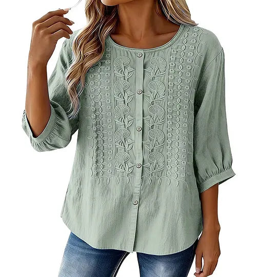 Andreza - Blusa De Algodão Com Botões
