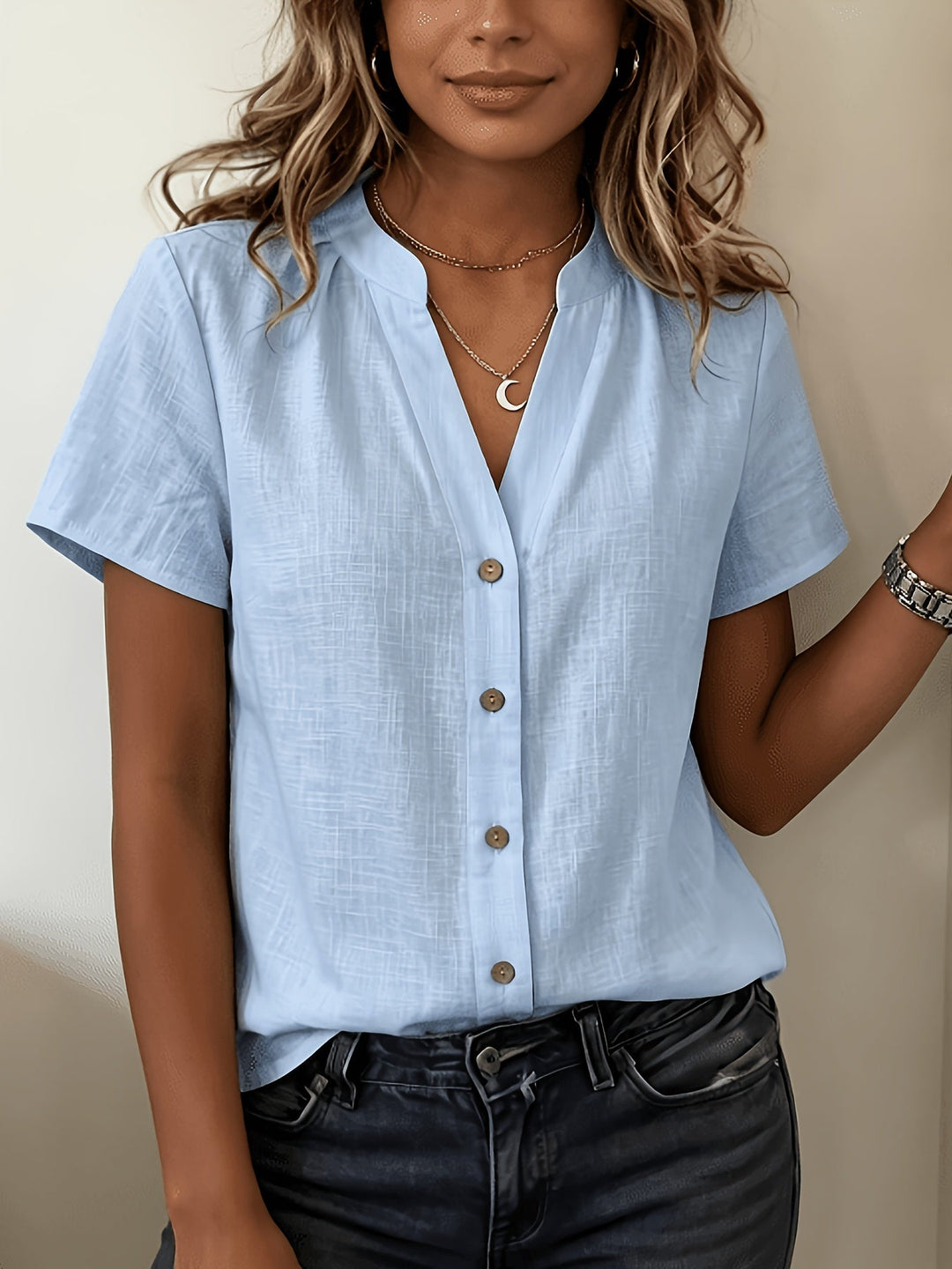 Salish - Blusa De Manga Curta Com Botões