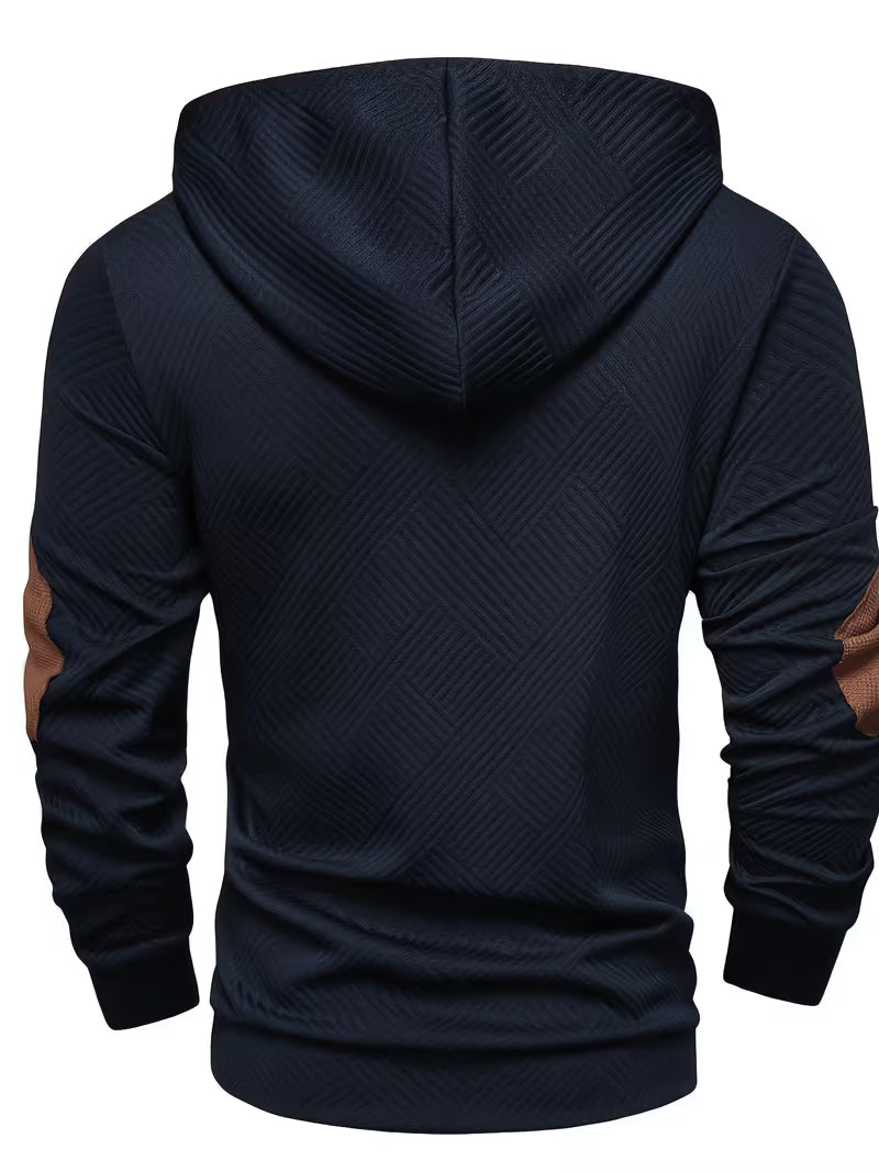 Alejandro - Camisola Com Capuz Texturada e Remendos Contrastantes Nos Cotovelos