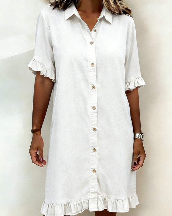 Ndapewa - Vestido Confortável de Ganga Com um Corte Lisonjeador