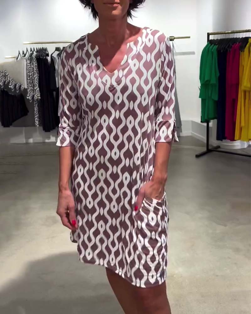 Salvinia - Vestido casual com gola Redonda e Estampado