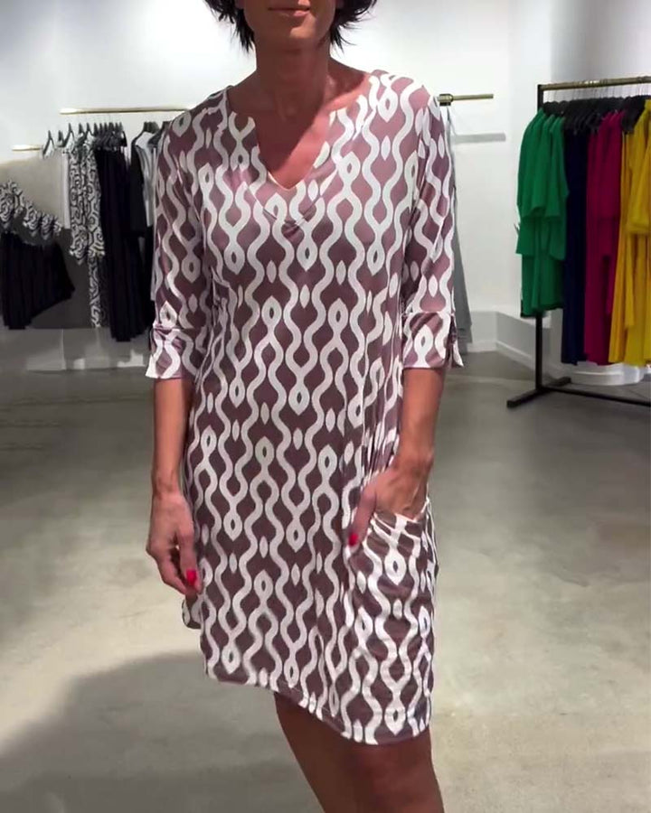 Salvinia - Vestido casual com gola Redonda e Estampado