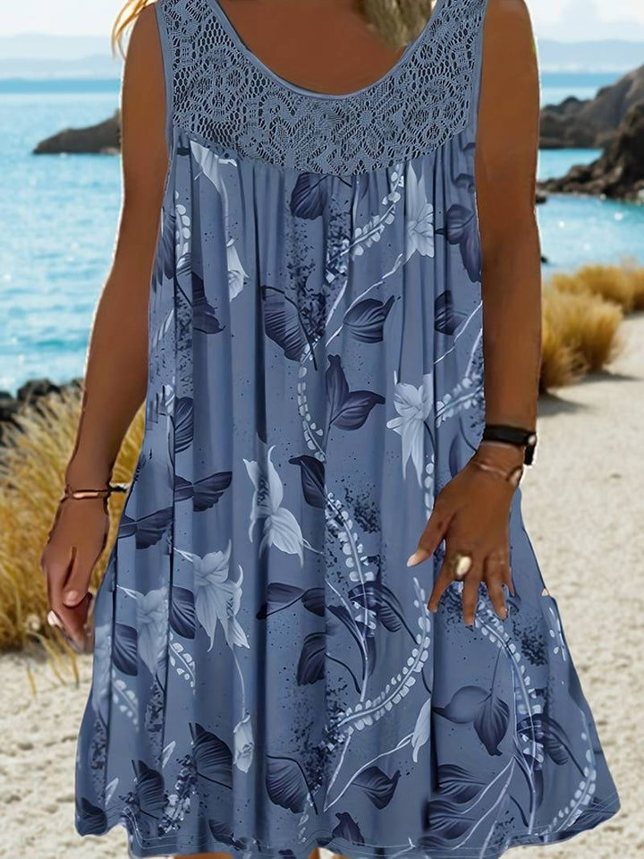 Samudri - Vestido Maxi largo Sem Mangas Com Gola Redonda