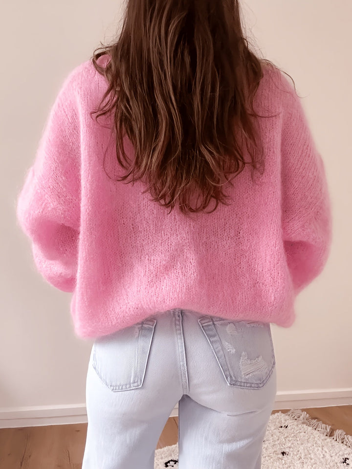 Margaretha - Camisola de Malha Com Gola Redonda e Mangas Balão