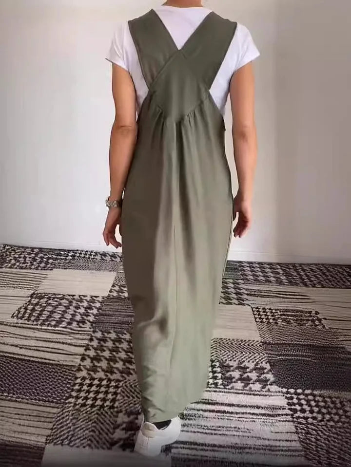 Regla - Vestido Solto De Algodão E Linho Com Alças