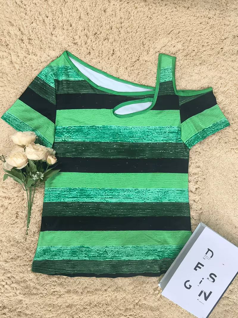Sittina - T-Camisa às Riscas Com Ombros à Vista