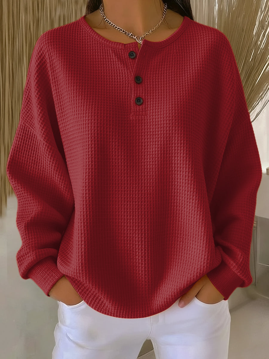 Ritona - Camisola Henley Em Malha Tipo Waffle