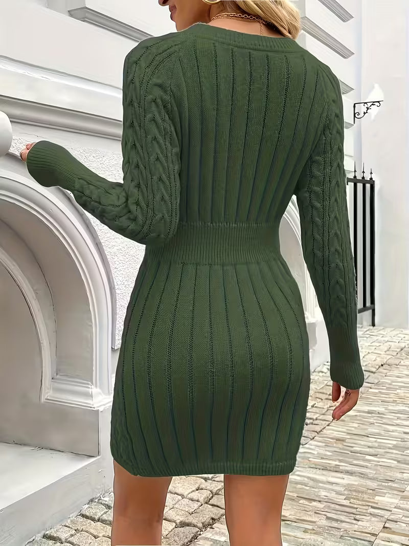 Lilona - Vestido-Camisola Justo Com Padrão De Malha Trançada