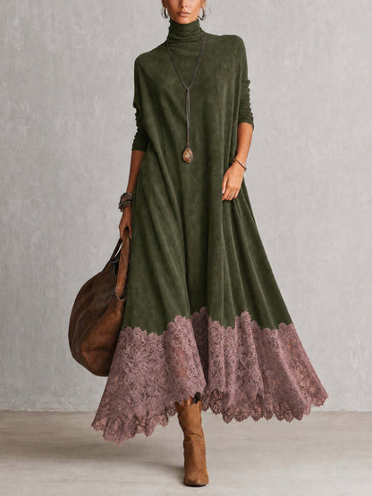 Albria - Vestido Maxi de Manga Comprida com Estilo Vintage