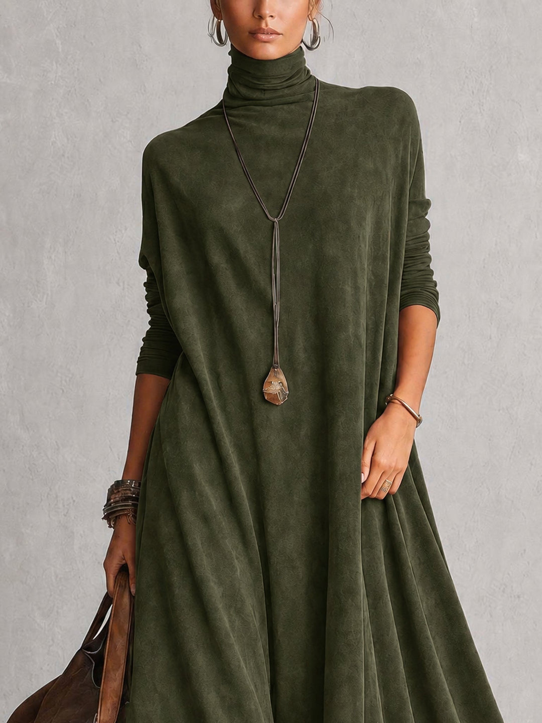 Albria - Vestido Maxi de Manga Comprida com Estilo Vintage