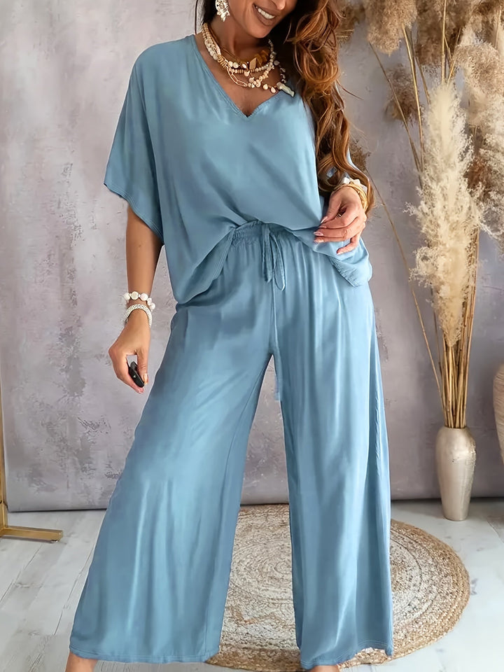 Essime - Conjunto Elegante Com Decote Em V